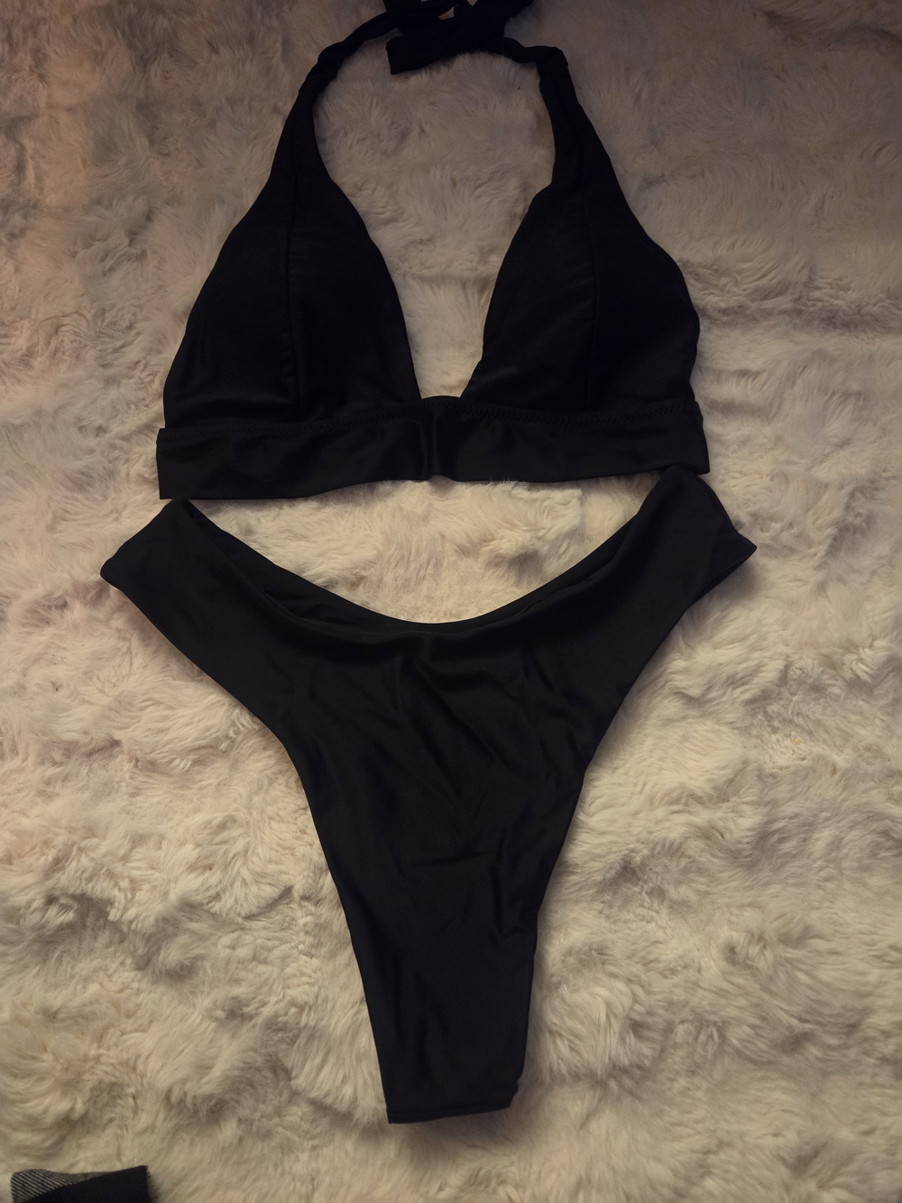 Women's Black Halter Bikini Set with Front Clasp Size Medium